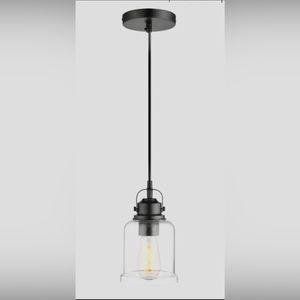 ADJUSTABLE PENDANT LIGHT BELL SHAPE GLASS BLACK FINISH MODERN